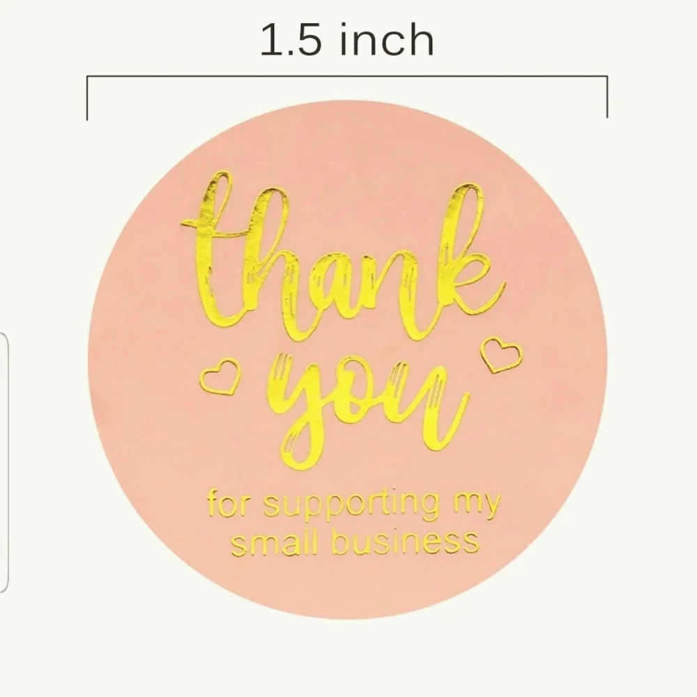 100 1.5 Inch Thank You Sticker Foil Thank You for